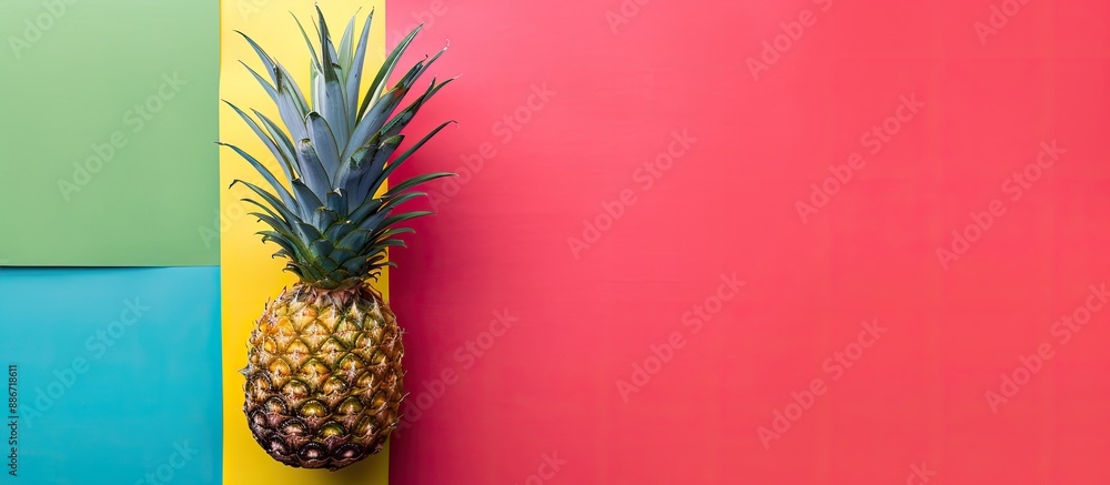 Aufkleber pineapple displayed on a colorful backdrop with ample copy space image