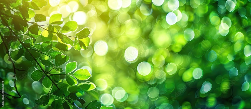 Poster bokeh effect creating an abstract green background with a blurred view perfect for copy space image