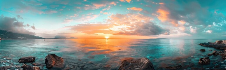 Fototapeta premium Scenic Seascape at Sunset with Blue and Orange Tones