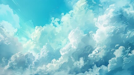 Blue Sky With White Clouds.