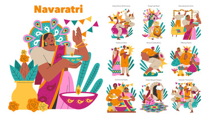 Navaratri. Flat Vector Illustration