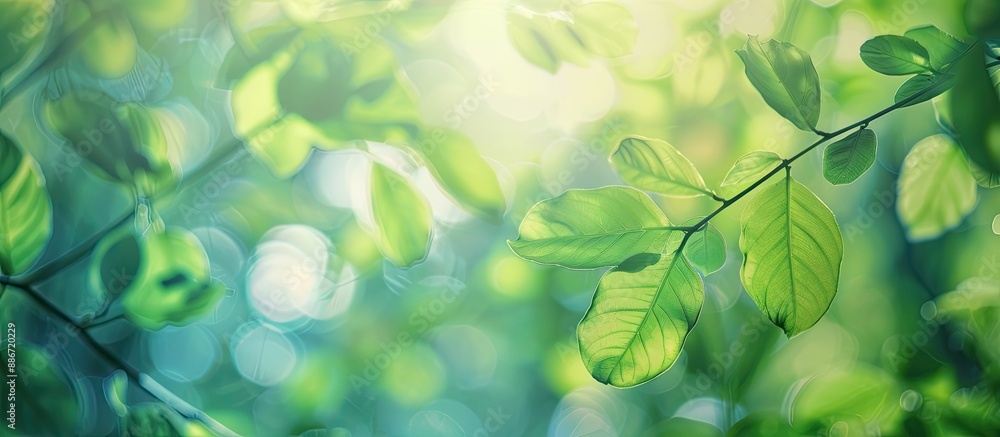 Poster soft abstract background with blurred green leaves perfect for a copy space image