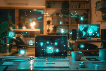 A virtual world where various home electronic devices are smartly connected to a network, Generative AI