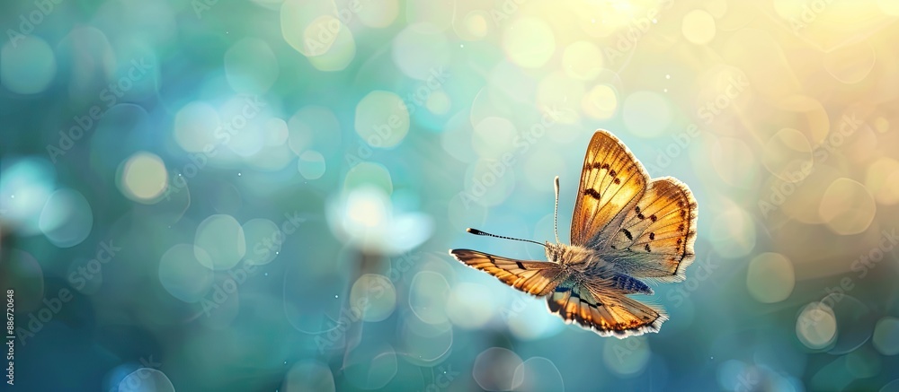Aufkleber swarthy skipper butterfly floating with grace against a serene blurred background providing ample co