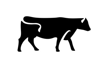 Black silhouette of a cow