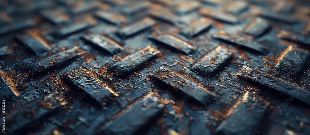 Poster a detailed close up image of a metal texture with an abstract pattern allowing for ample copy space 