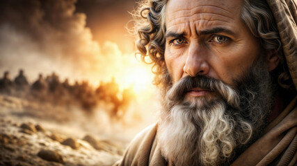 Biblical event of prophet Moses with the people of Israel crossing the waters of the Red Sea