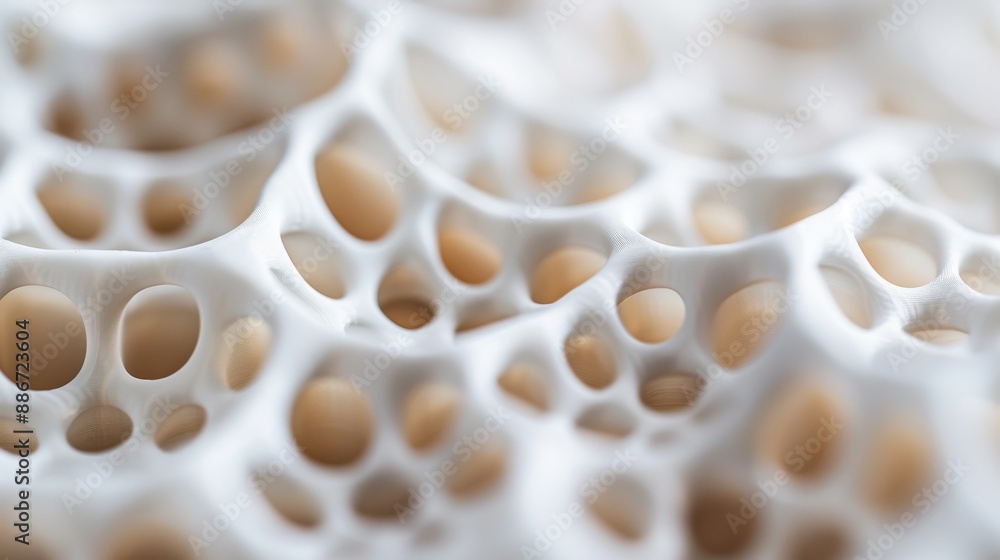 Aufkleber an abstract close-up view of a 3d structure with intricate white and beige patterns creating a visua