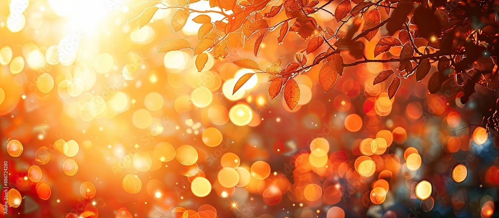 Poster nature s dappled sunlight forms an orange bokeh background perfect for a copy space image
