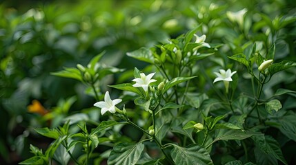 chilly plant with spicy chilly and tiny flowers The flowers of chilly are white in color Chillies are white in color and once it ripen it turns to red color Its an inevitable thing in spicy dishes