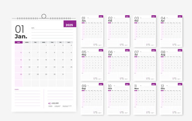 2025 minimal calendar design template