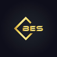 BES logo. B E S design. White BES letter. BES, B E S letter logo design. B E S letter logo design in GOLD, GOLDEN LOGO, THREE, style. letter logo set in one artboard. B E S letter logo vector design.