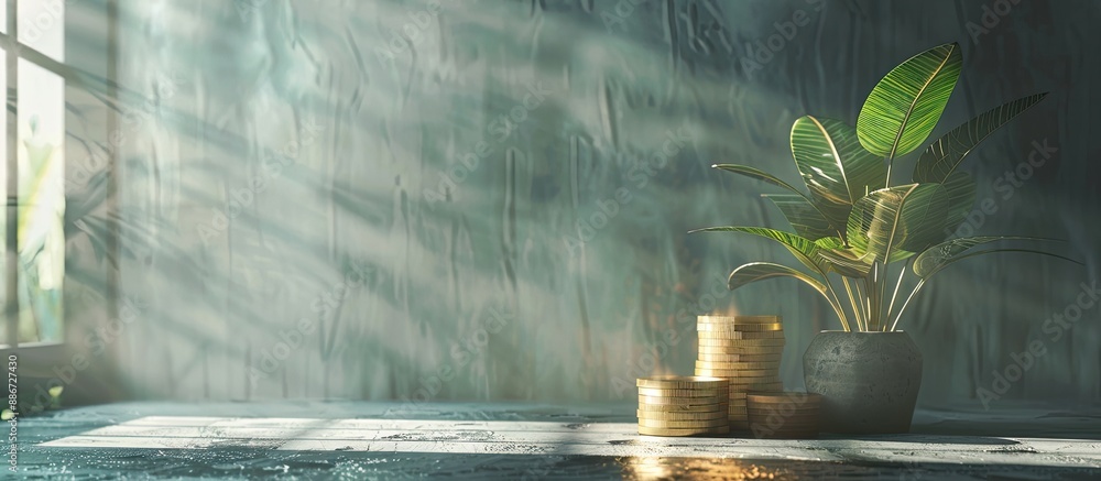 Aufkleber a dynamic business growth scene with a stack of abstract coins and available copy space image