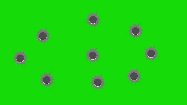 Gun Bullet Holes on Green Screen Animation.