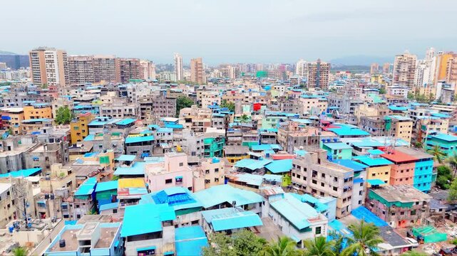 Aerial view of a densely populated urban area