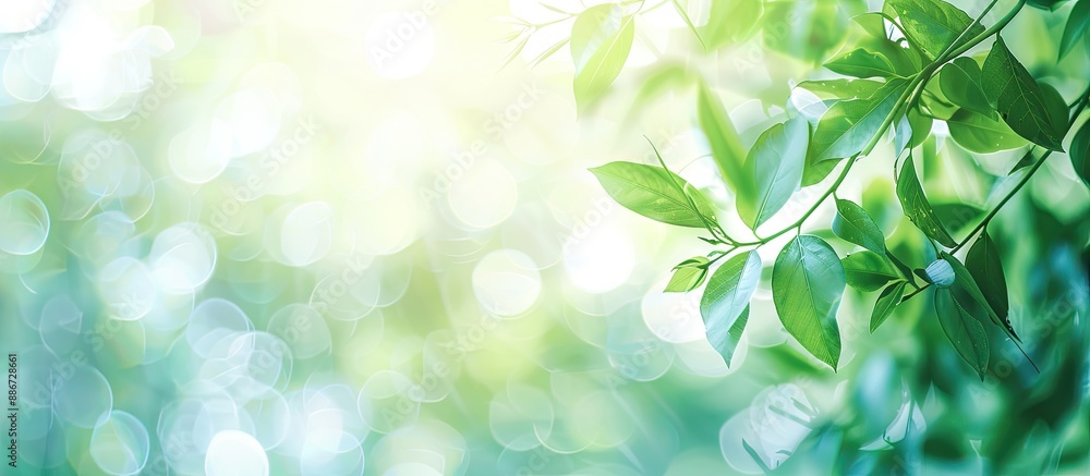 Poster soft abstract background with blurred green leaves perfect for a copy space image