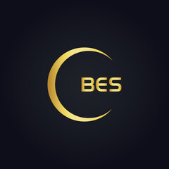 BES logo. B E S design. White BES letter. BES, B E S letter logo design. B E S letter logo design in GOLD, GOLDEN LOGO, THREE, style. letter logo set in one artboard. B E S letter logo vector design.