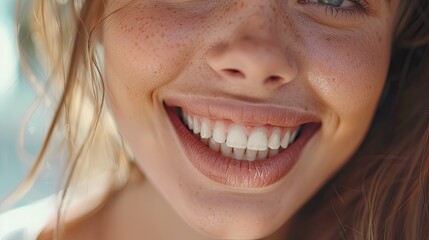 Teeth whitening Woman with White Smile Healthy Straight Teeth Using Clear Removable Braces Invisible Teeth Tray Portrait of Girl Doing Dental Beauty Treatment
