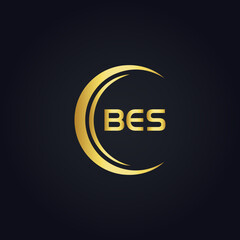 BES logo. B E S design. White BES letter. BES, B E S letter logo design. B E S letter logo design in GOLD, GOLDEN LOGO, THREE, style. letter logo set in one artboard. B E S letter logo vector design.
