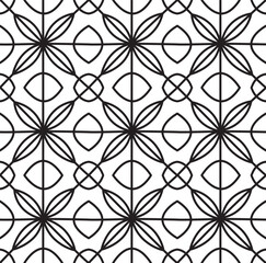 Fototapeta premium Vector seamless pattern with ornaments in black and white colors. Repeating tiles ornament background 