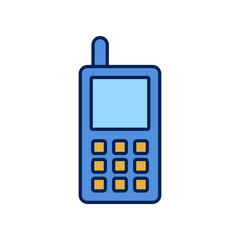 Vector icons of old-fashioned telephone colored line design.