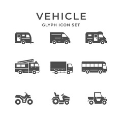 Set glyph icons of vehicle