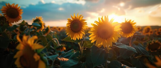 Sunflowers at Sunset - A Field of Golden Beauty