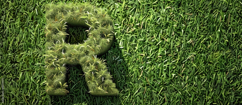 Poster an alphabet composition promoting reduce reuse and recycle seen from above on a green grass backdrop