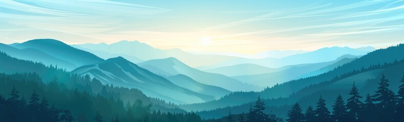 Obraz premium Misty Mountain Landscape at Dawn