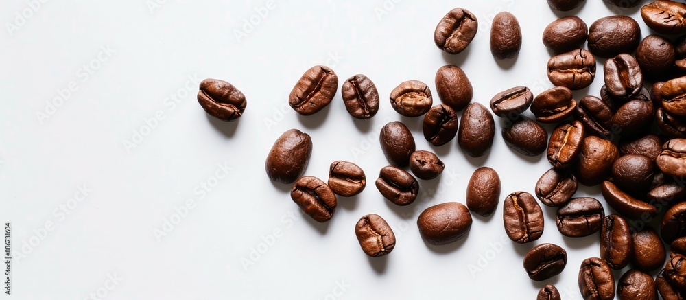 Poster indulge in a quotation formed from roasted coffee beans on a white backdrop with copy space image