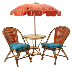 Front view of a Retro Style Patio Furniture Set isolated on a white transparent background