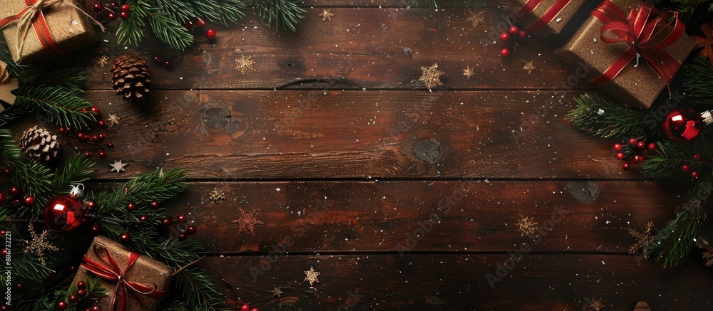 Poster rustic background for christmas gift new year valentine s day or any festive occasion with a top vie