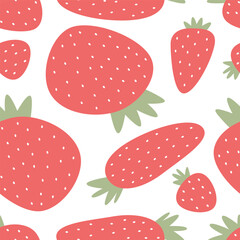 Seamless pattern with cartoon strawberries. colorful vector. hand drawing, flat style. design for fabric, print, textile, wrapper