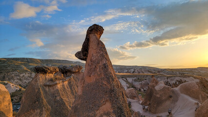 Some original stones of beautiful shapes in the light of the sunset