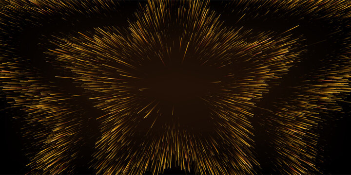 Golden Star Glitter lines Background. star burst with scattered glowing golden stripes