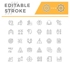 Set line icons of human resources