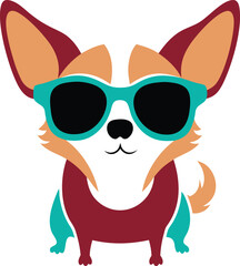 cute and funny Chihuahua sunglasses walking pet lover, dogs fan,  silhouette vector design