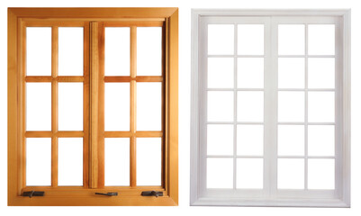Modern and minimal house window for interior decoration isolated on background, open office glass...