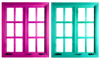 Modern and minimal house window for interior decoration isolated on background, open office glass window frame.