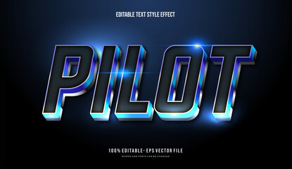 Blue and shiny Gradeint text style effect, modern technology editable font vector file