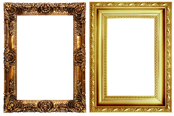 picture frame png , Set of golden frames - Isolated transparent PNG background - Premium pen tool cutout