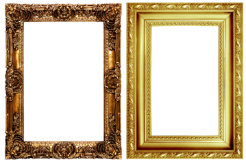 picture frame png , Set of golden frames - Isolated transparent PNG background - Premium pen tool cutout