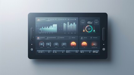 Smart Home Energy Control Touchscreen Panel with Graphs for Efficient Climate Management