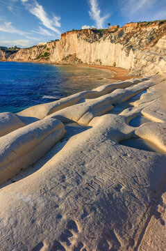 Rocky white cliffs and coastline, Scala dei Turchi, Realmonte near Porto Empedocle, Sicily, Italy
