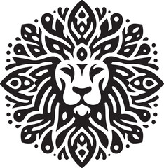 Fototapeta premium simple mandala lion face silhouette vector design