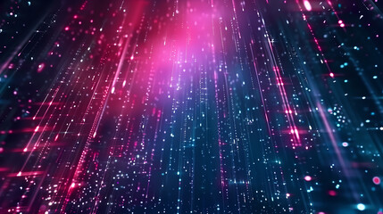 Obraz premium Captivating Display of Neon Lights Cascading Like Digital Rain with Vibrant Red, Pink, and Blue Hues Creating an Otherworldly Atmosphere