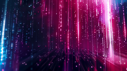 Captivating Display of Neon Lights Cascading Like Digital Rain with Vibrant Red, Pink, and Blue Hues Creating an Otherworldly Atmosphere