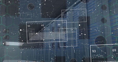 Image of shapes and data processing over computing board