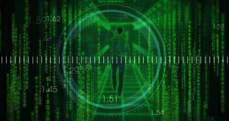 Image of binary coding and data processing over computer servers