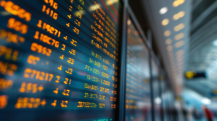 Fototapeta premium Gateway to the World: Live Flight Updates at the Bustling Airport Terminal